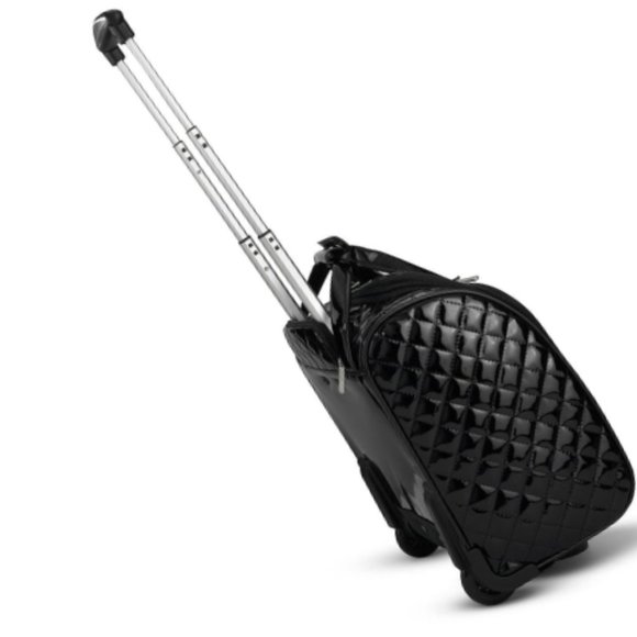 Bags Nwt Chic Faux Patent Leather Black Quilted Roller Weekender